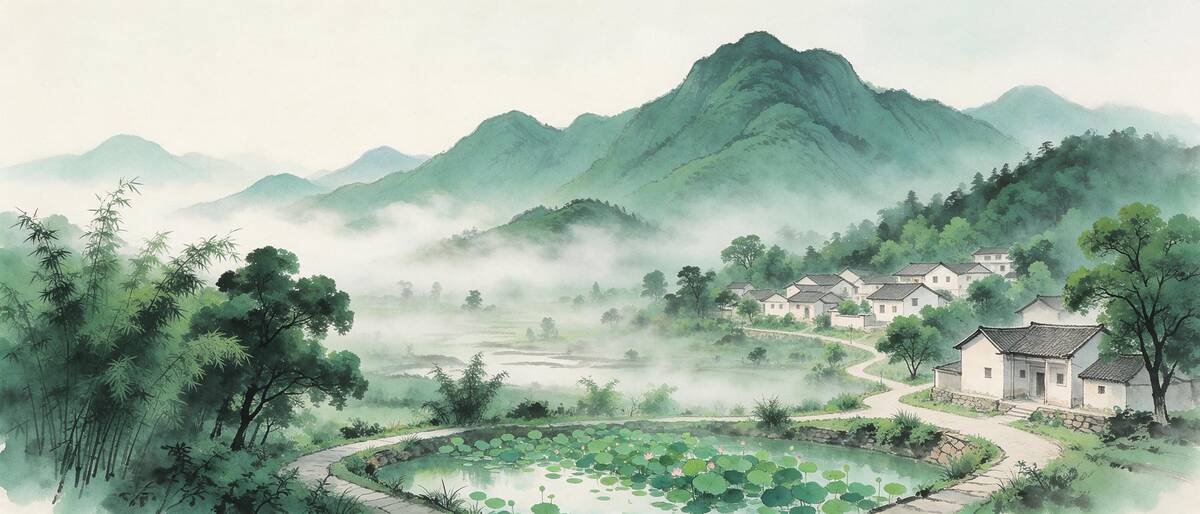韶山冲群山环抱的山水田园