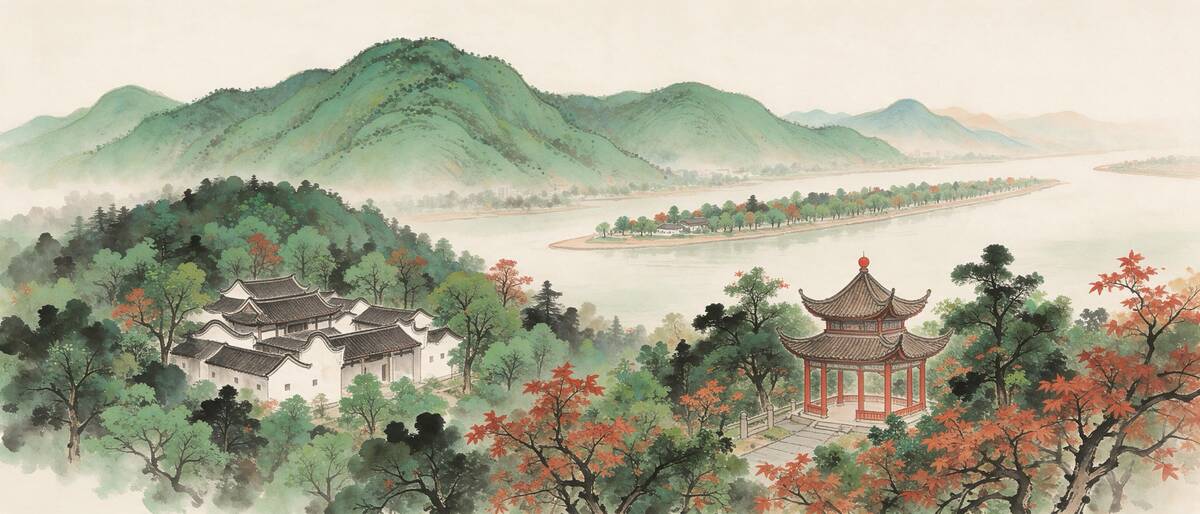 岳麓山下的岳麓书院与爱晚亭